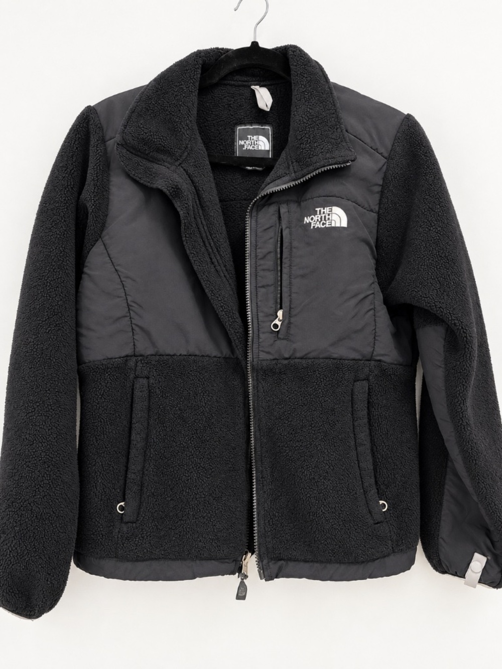 The North Face Black Denali Fleece Full Zip Jacket Nylon Panels Size S/P